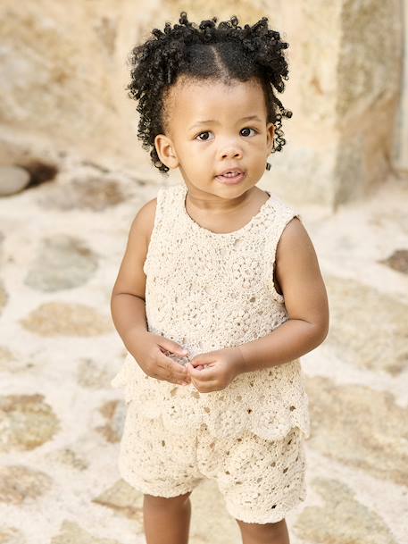 Top + Shorts Set in Macramé for Babies vanilla 