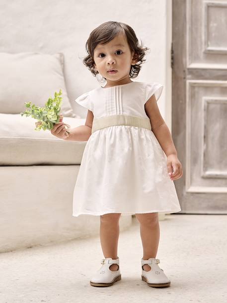 Occasion Wear Dress with Bow at the Back, for Babies white 