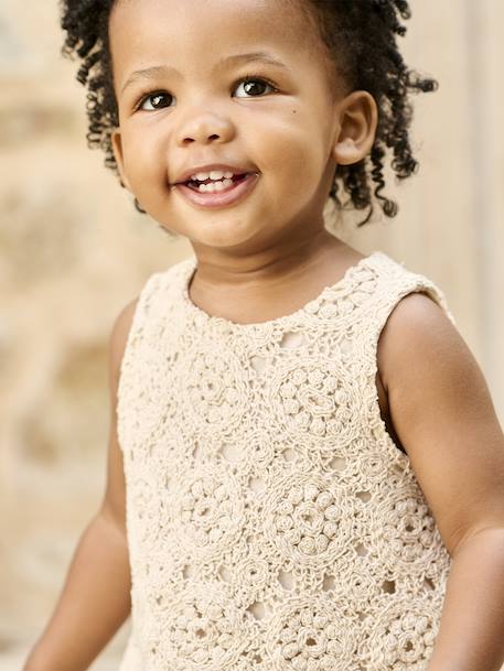 Top + Shorts Set in Macramé for Babies vanilla 