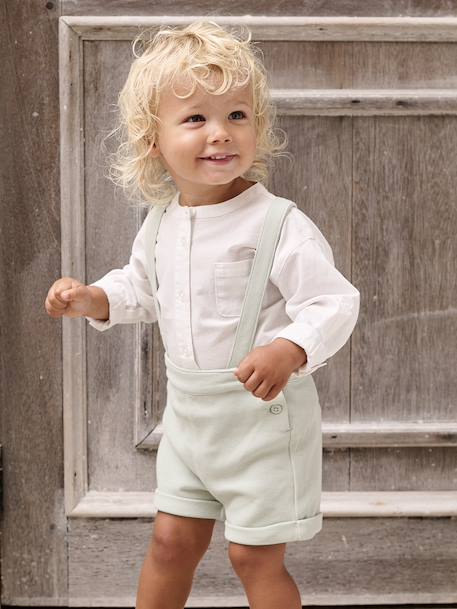 Occasion Wear Outfit: Shirt & Shorts for Babies beige+sage green 