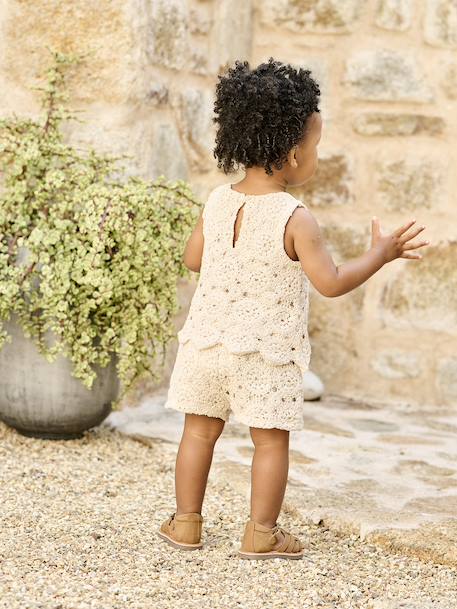 Top + Shorts Set in Macramé for Babies vanilla 