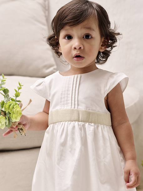 Occasion Wear Dress with Bow at the Back, for Babies white 