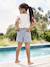 Striped paper bag shorts for girls striped blue 