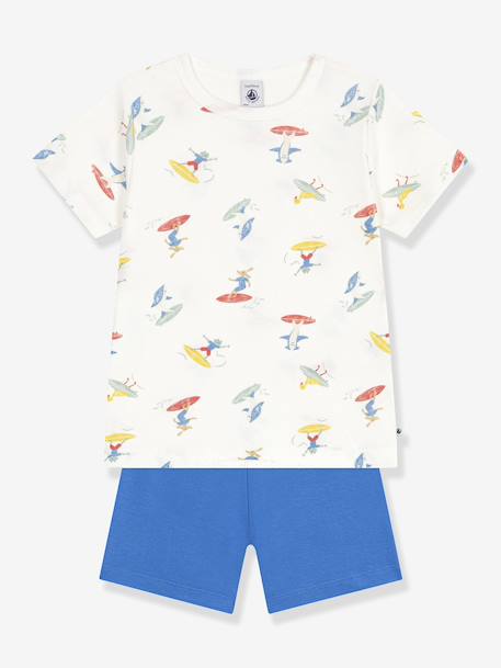 Pyjama Set with Surfer Motifs for Children, PETIT BATEAU white 