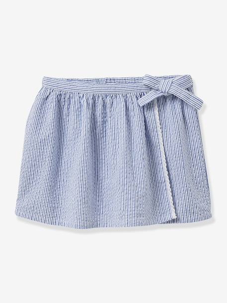 Seersucker skort for girls CYRILLUS striped blue 