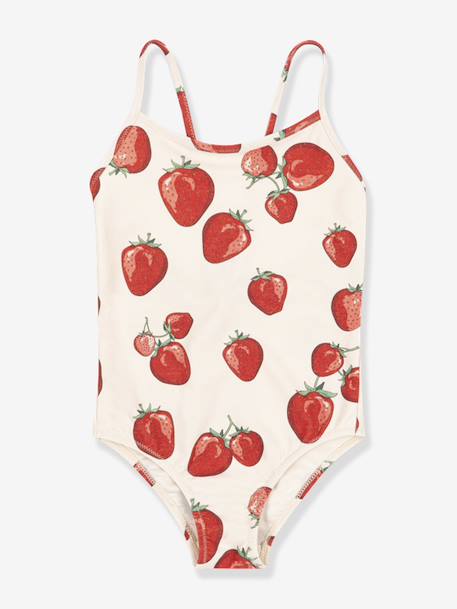 Strawberry Print One-Piece Swimsuit for Girls, KONGES SLOJD red 