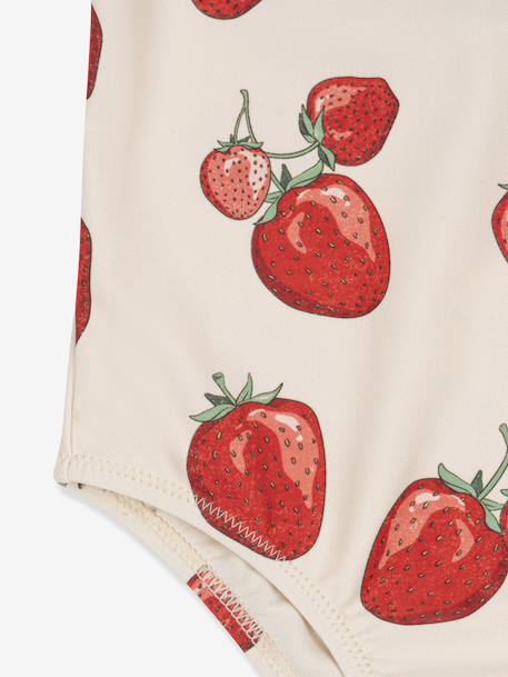 Strawberry Print One-Piece Swimsuit for Girls, KONGES SLOJD red 