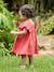 Cotton Gauze Dress for Babies ecru+red 