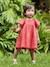 Cotton Gauze Dress for Babies ecru+red 