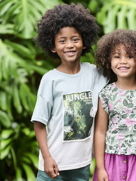 Tie-dye photo print T-shirt for boys sage green 