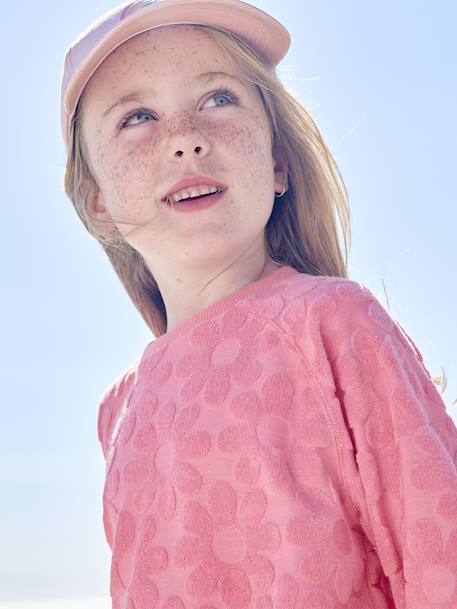 Fleece Sweatshirt & Floral Shorts Set for Girls sweet pink 