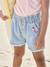 Oversized floral embroidered denim shorts for girls light blue 
