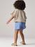 Cropped short-sleeved T-shirt for girls beige+ecru+rosy+striped violet 