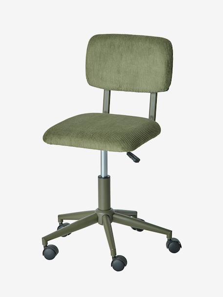 Velour Desk Chair with Castors for Children ecru+green+rose 