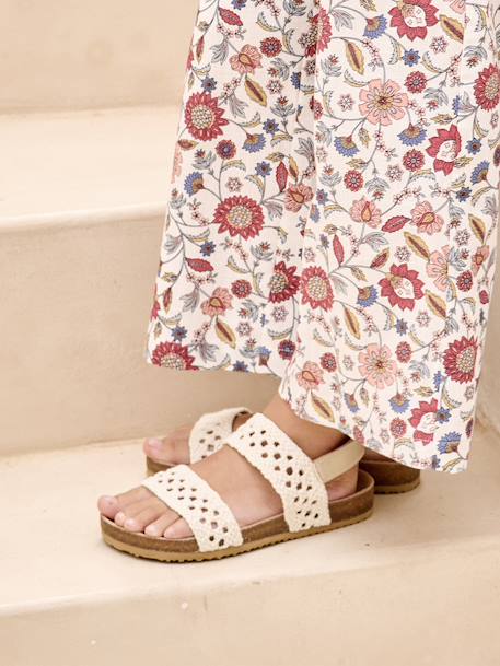 Sandals with Crochet-Effect Straps, Designed for Autonomy beige 