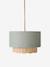 Hanging lampshade with scalloped fabric and rattan sage green 