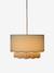 Hanging lampshade with scalloped fabric and rattan sage green 