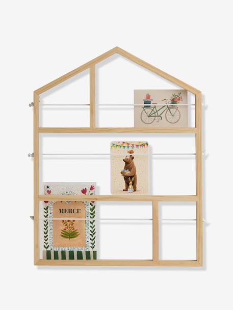 Wooden House-Shaped Collage Holder beige 