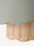 Hanging lampshade with scalloped fabric and rattan sage green 