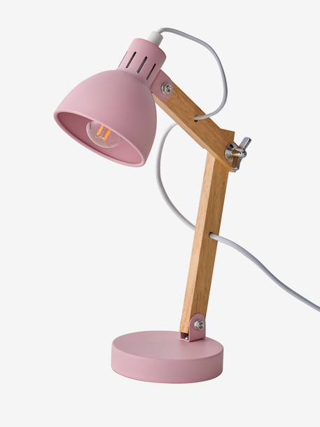 Articulated Wood & Metal Table Lamp rose+white 