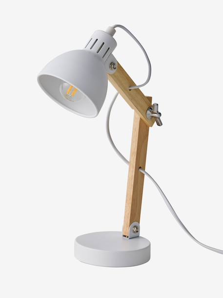 Articulated Wood & Metal Table Lamp rose+white 