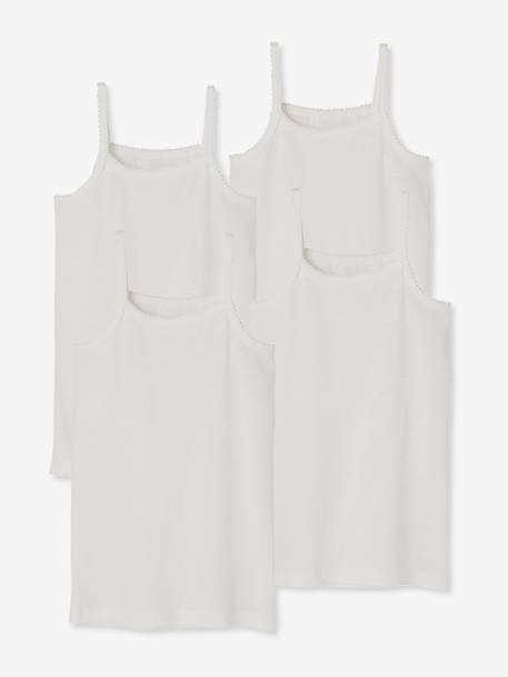 Pack of 4 Girls' Vest Tops White 