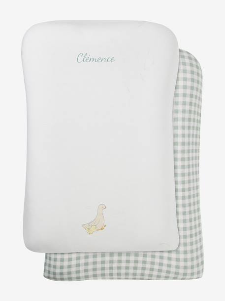 Pack of 2 Changing Mattress Covers, GOOSE chequered green 