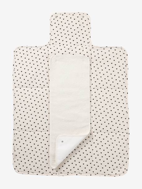 Travel changing mat beige+printed pink 