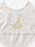 Plastic-coated round bib printed white+sage green 