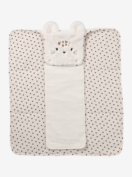 Travel changing mat beige+printed pink 