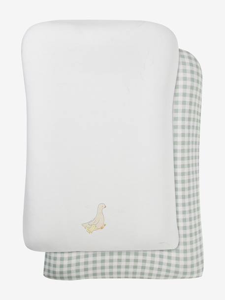 Pack of 2 Changing Mattress Covers, GOOSE chequered green 