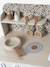 Wooden kitchen with FSC100® wooden accessories ecru+rose+sage green 