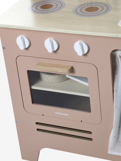 Wooden kitchen with FSC100® wooden accessories ecru+rose+sage green 