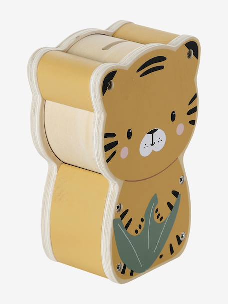 Tanzania musical money box in FSC® wood yellow 