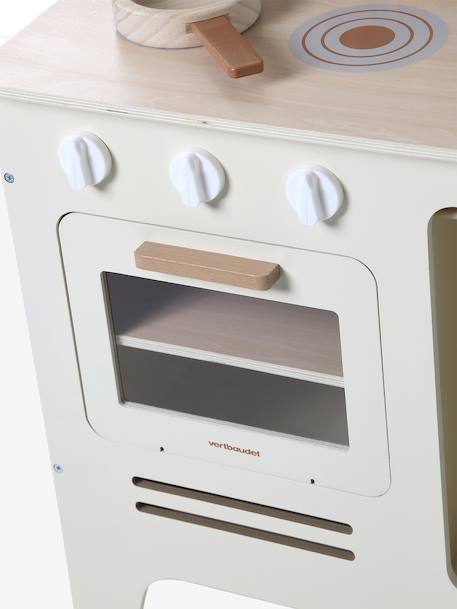 Wooden kitchen with FSC100® wooden accessories ecru+rose+sage green 