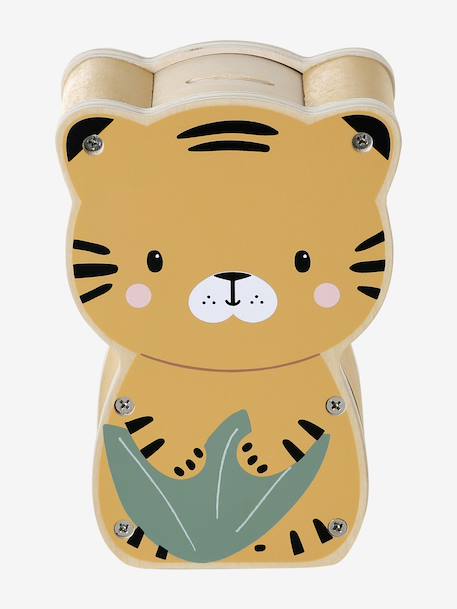 Tanzania musical money box in FSC® wood yellow 