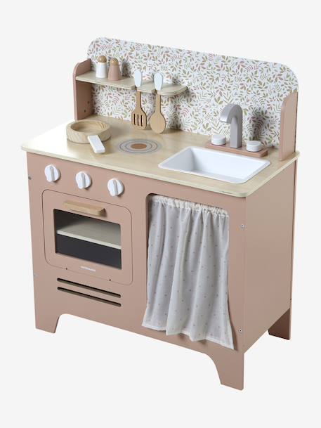 Wooden kitchen with FSC100® wooden accessories ecru+rose+sage green 