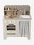 Wooden kitchen with FSC100® wooden accessories ecru+rose+sage green 