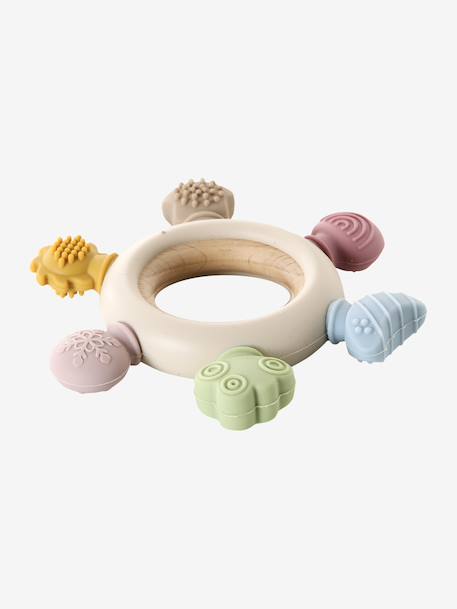 Silicone sensory teething ring wood 