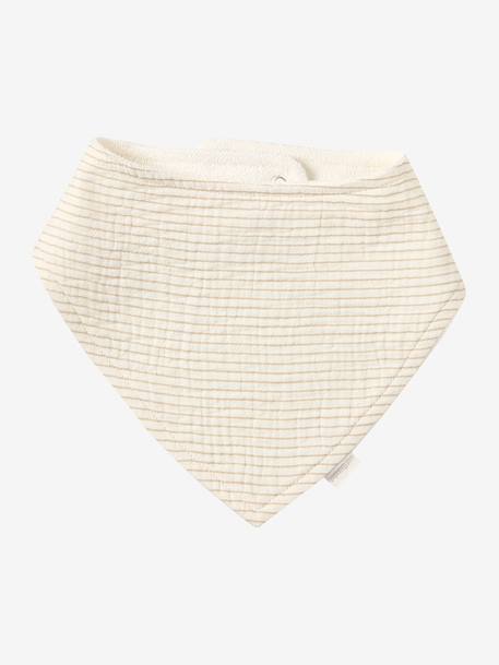3 Bandana-Style Bibs in Cotton Gauze Brown+cappuccino+ecru+grey blue+Light Green+pale pink+printed beige+sage green+White/Print 