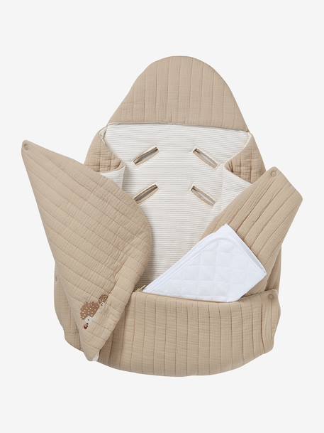 Transformable Baby Nest in Cotton Gauze cappuccino+ecru+printed beige+Sage+terracotta 