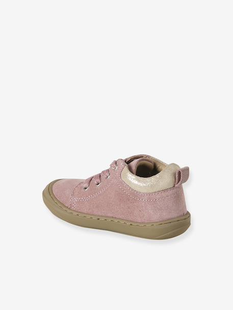 Soft leather lace-up ankle boots for baby's first steps brown+dark brown+fuchsia+golden yellow+rose 