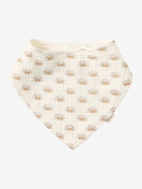 3 Bandana-Style Bibs in Cotton Gauze Brown+cappuccino+ecru+grey blue+Light Green+pale pink+printed beige+sage green+White/Print 