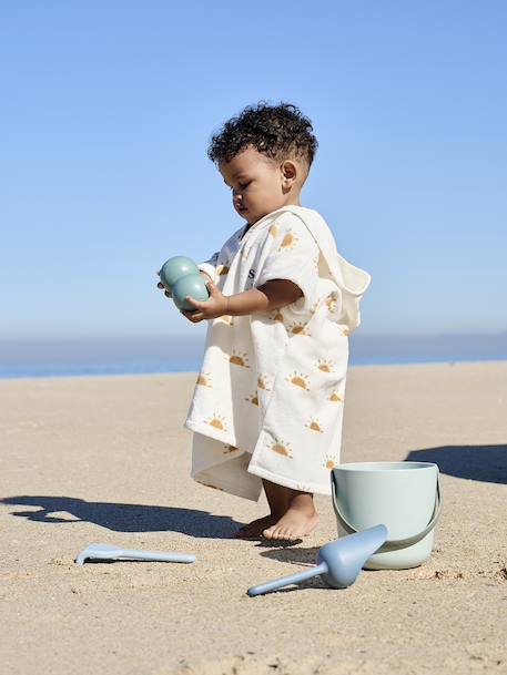 Bath/Beach Poncho with Recycled Cotton, for Babies printed pink+printed white 