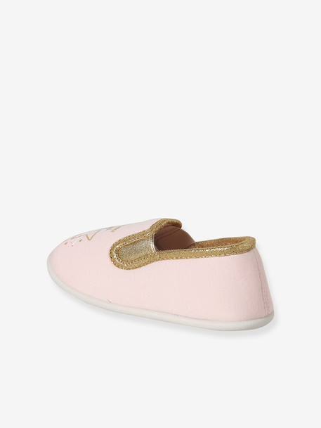 Elasticated Canvas Slippers for Children pale pink+printed pink+rose 
