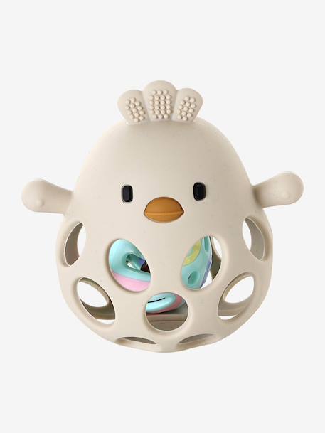Silicone Chick Rattle ecru+rose 