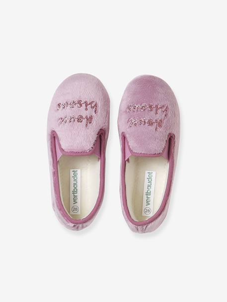 Elasticated Slippers for Children, Made in France printed pink 