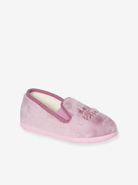 Elasticated Slippers for Children, Made in France printed pink 