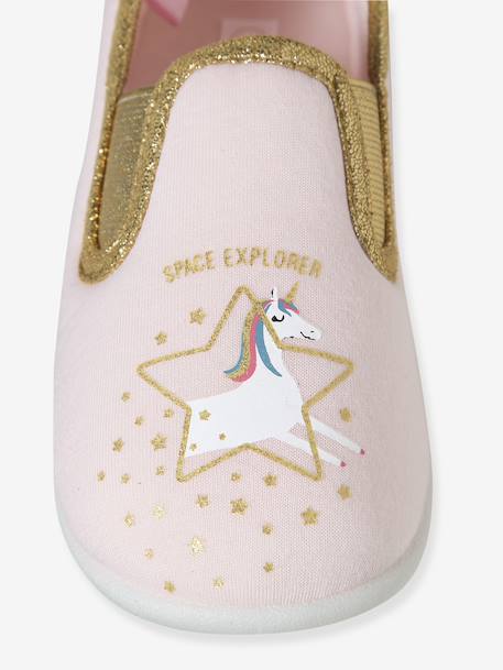 Elasticated Canvas Slippers for Children pale pink+printed pink+rose 