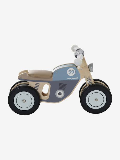 Wooden FSC®100% motorcycle ride-on toy blue 